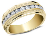 Men's Diamond Wedding Band Ring 1.0 Carat (ctw) in 10K Yellow Gold